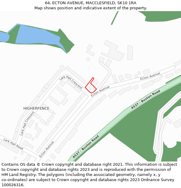 64, ECTON AVENUE, MACCLESFIELD, SK10 1RA: Location map and indicative extent of plot