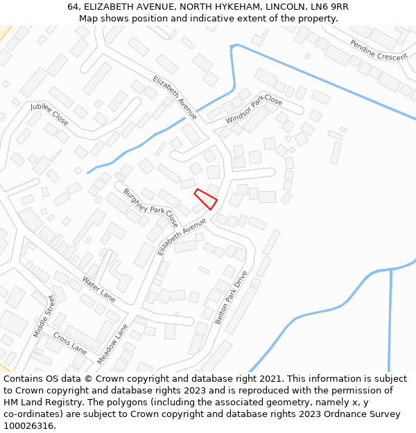 64, ELIZABETH AVENUE, NORTH HYKEHAM, LINCOLN, LN6 9RR: Location map and indicative extent of plot