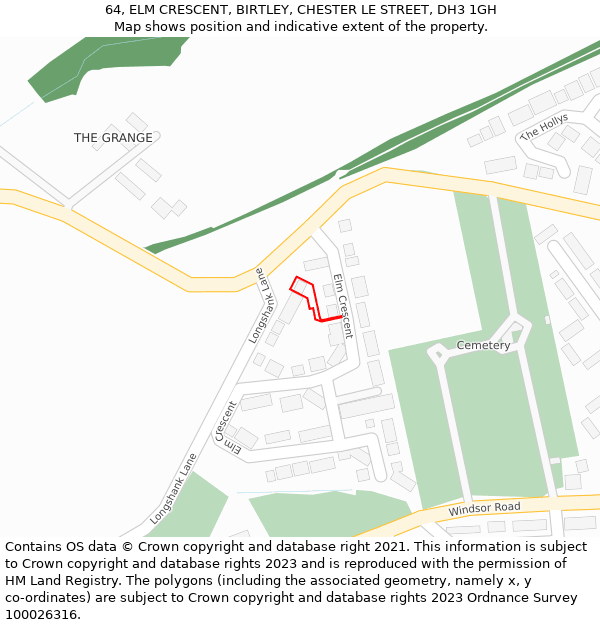 64, ELM CRESCENT, BIRTLEY, CHESTER LE STREET, DH3 1GH: Location map and indicative extent of plot