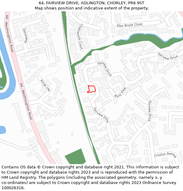 64, FAIRVIEW DRIVE, ADLINGTON, CHORLEY, PR6 9ST: Location map and indicative extent of plot