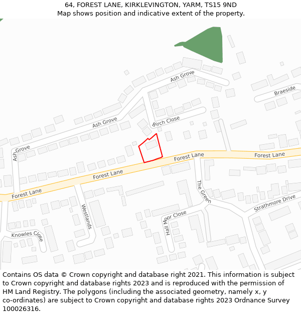 64, FOREST LANE, KIRKLEVINGTON, YARM, TS15 9ND: Location map and indicative extent of plot