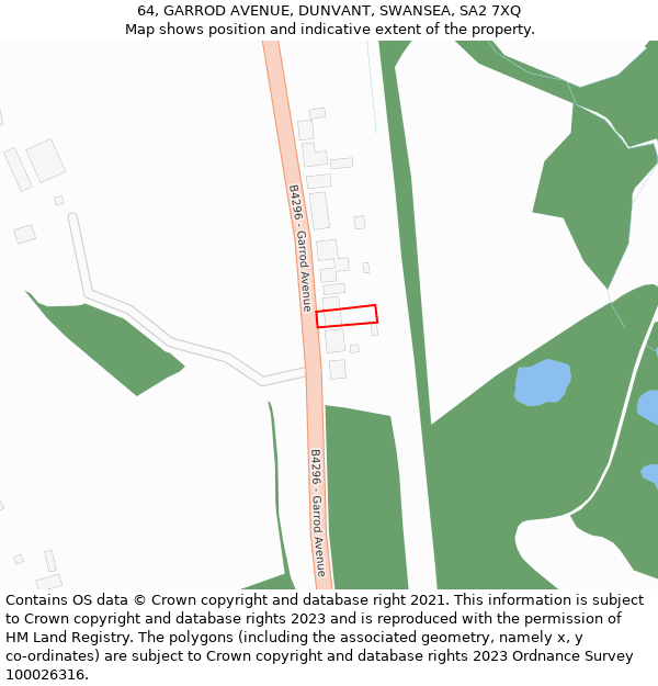 64, GARROD AVENUE, DUNVANT, SWANSEA, SA2 7XQ: Location map and indicative extent of plot