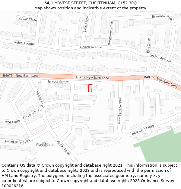 64, HARVEST STREET, CHELTENHAM, GL52 3PQ: Location map and indicative extent of plot