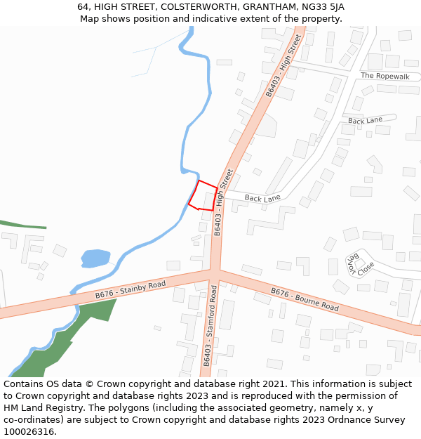 64, HIGH STREET, COLSTERWORTH, GRANTHAM, NG33 5JA: Location map and indicative extent of plot