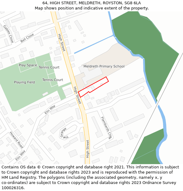 64, HIGH STREET, MELDRETH, ROYSTON, SG8 6LA: Location map and indicative extent of plot