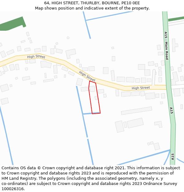 64, HIGH STREET, THURLBY, BOURNE, PE10 0EE: Location map and indicative extent of plot