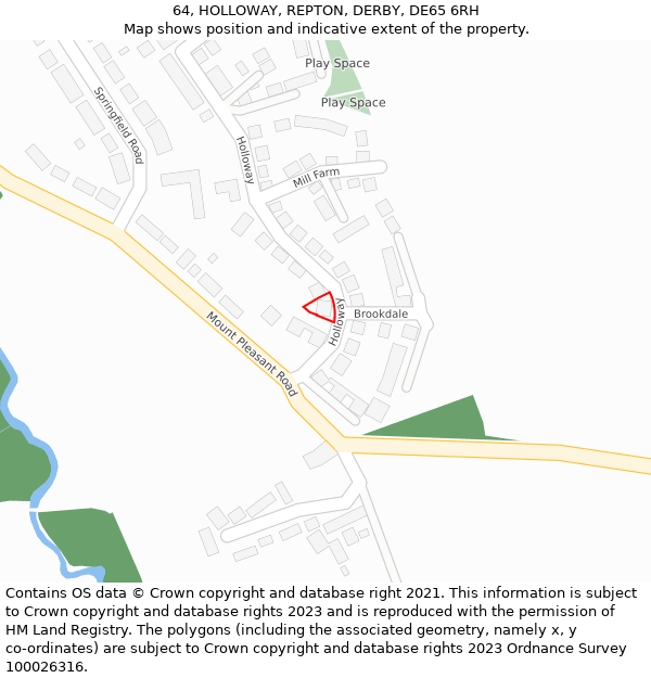 64, HOLLOWAY, REPTON, DERBY, DE65 6RH: Location map and indicative extent of plot