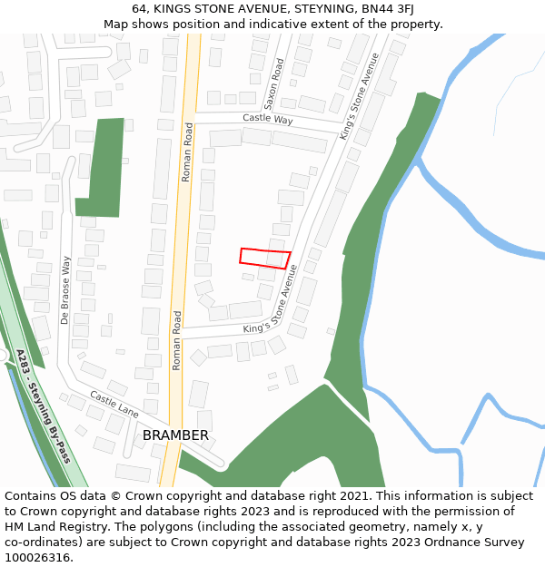 64, KINGS STONE AVENUE, STEYNING, BN44 3FJ: Location map and indicative extent of plot