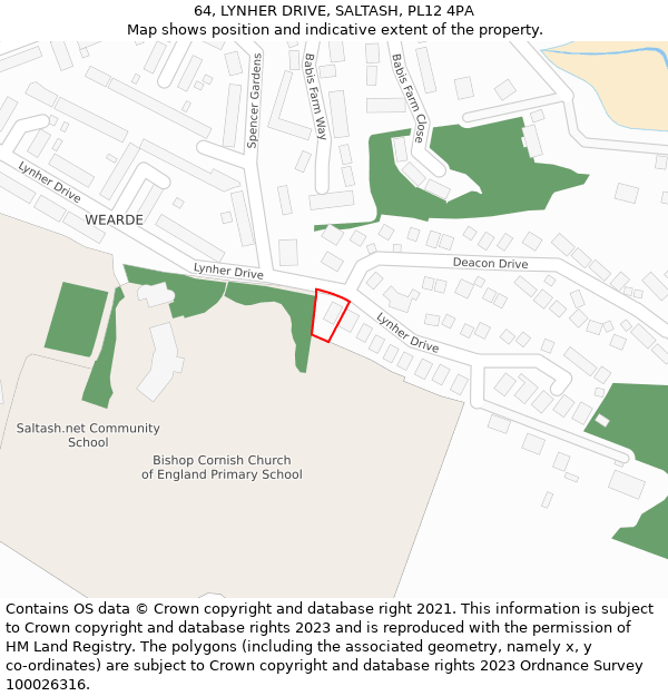 64, LYNHER DRIVE, SALTASH, PL12 4PA: Location map and indicative extent of plot