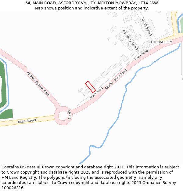 64, MAIN ROAD, ASFORDBY VALLEY, MELTON MOWBRAY, LE14 3SW: Location map and indicative extent of plot