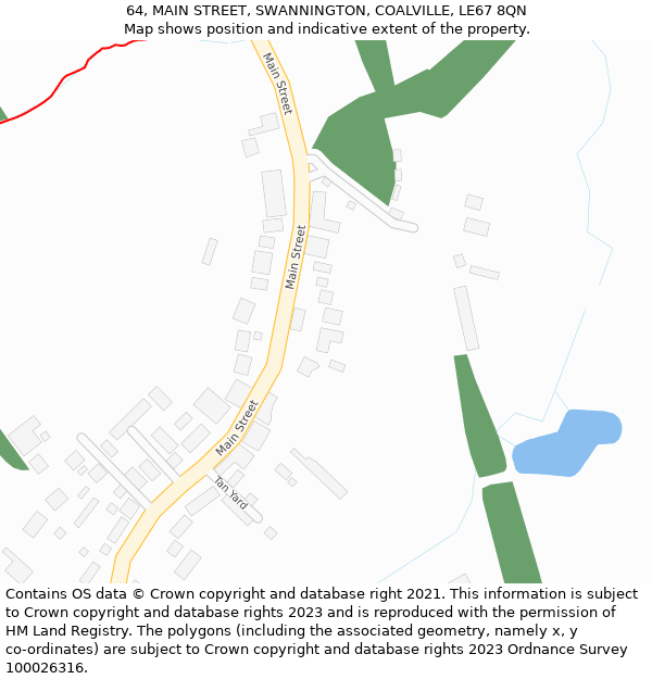 64, MAIN STREET, SWANNINGTON, COALVILLE, LE67 8QN: Location map and indicative extent of plot