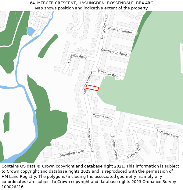 64, MERCER CRESCENT, HASLINGDEN, ROSSENDALE, BB4 4RG: Location map and indicative extent of plot