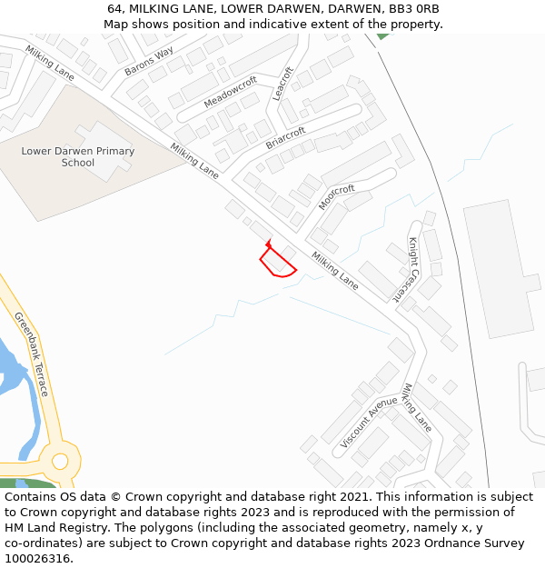 64, MILKING LANE, LOWER DARWEN, DARWEN, BB3 0RB: Location map and indicative extent of plot