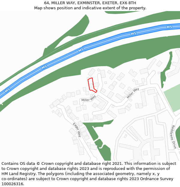 64, MILLER WAY, EXMINSTER, EXETER, EX6 8TH: Location map and indicative extent of plot