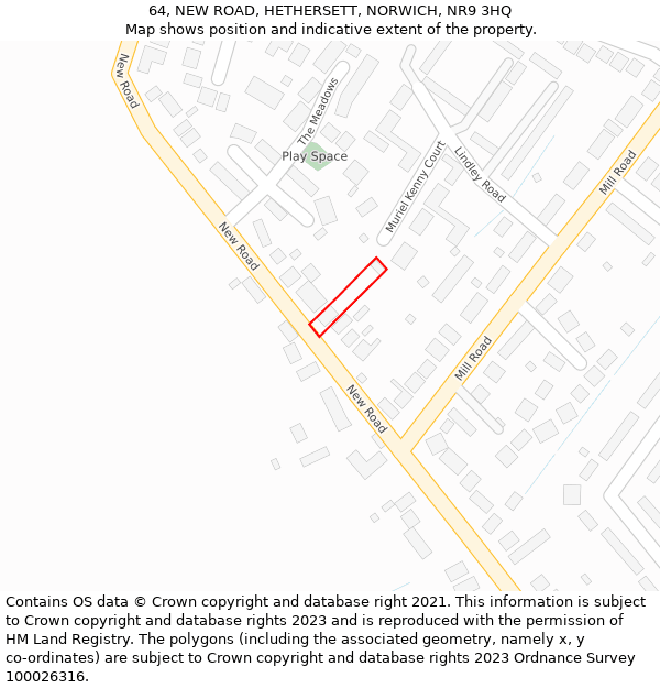 64, NEW ROAD, HETHERSETT, NORWICH, NR9 3HQ: Location map and indicative extent of plot