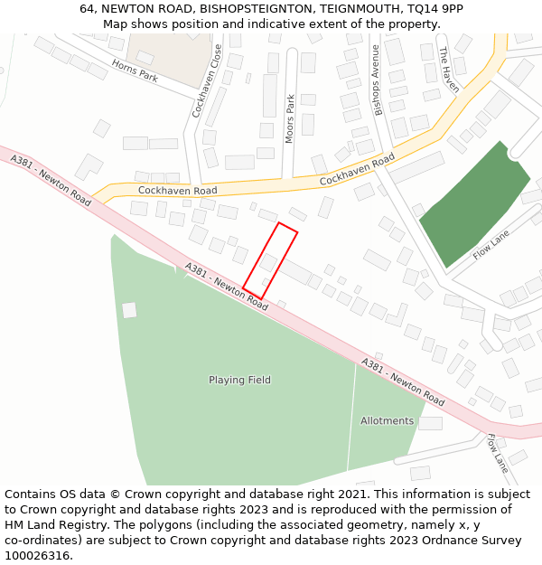 64, NEWTON ROAD, BISHOPSTEIGNTON, TEIGNMOUTH, TQ14 9PP: Location map and indicative extent of plot