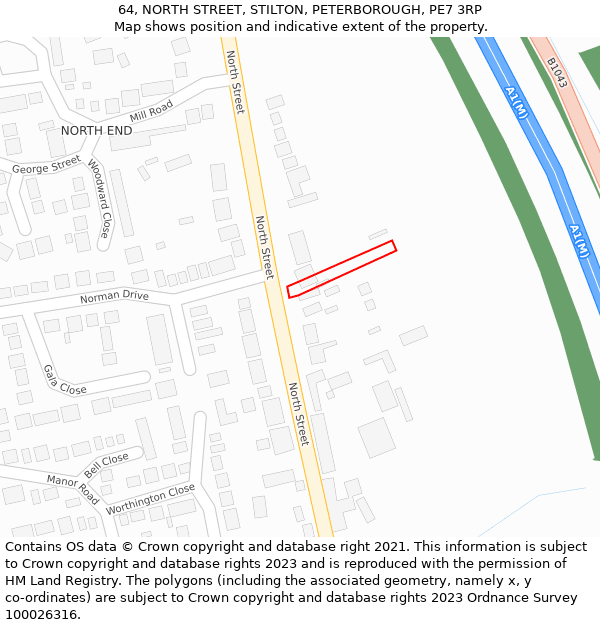 64, NORTH STREET, STILTON, PETERBOROUGH, PE7 3RP: Location map and indicative extent of plot