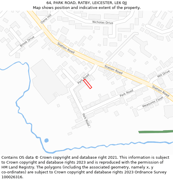 64, PARK ROAD, RATBY, LEICESTER, LE6 0JJ: Location map and indicative extent of plot