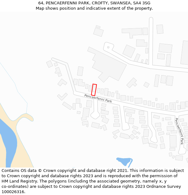 64, PENCAERFENNI PARK, CROFTY, SWANSEA, SA4 3SG: Location map and indicative extent of plot