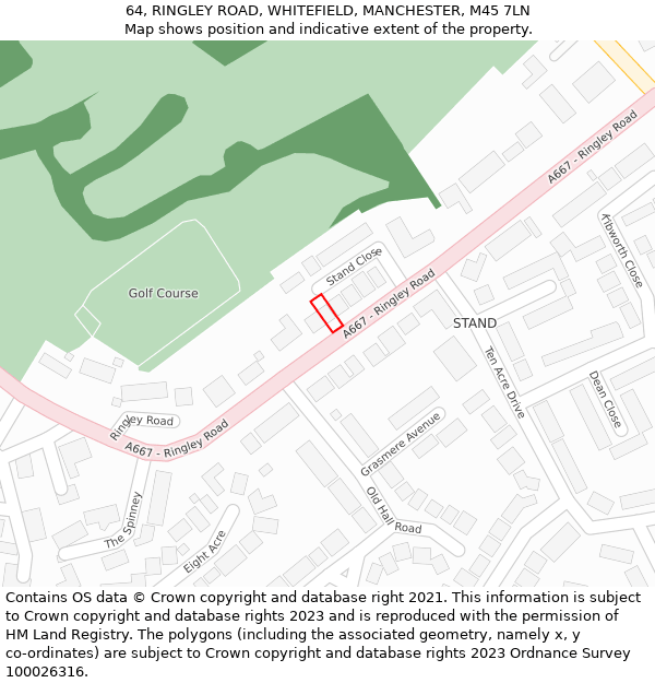 64, RINGLEY ROAD, WHITEFIELD, MANCHESTER, M45 7LN: Location map and indicative extent of plot