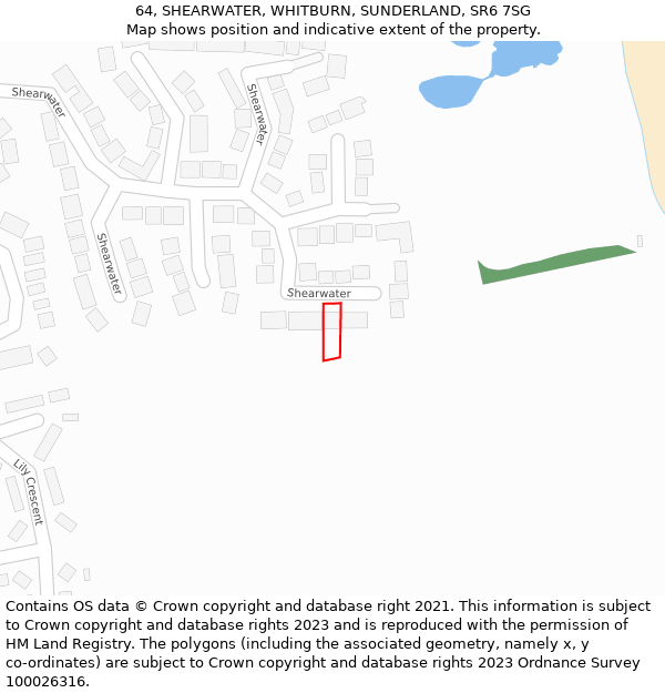 64, SHEARWATER, WHITBURN, SUNDERLAND, SR6 7SG: Location map and indicative extent of plot