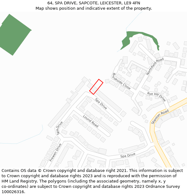 64, SPA DRIVE, SAPCOTE, LEICESTER, LE9 4FN: Location map and indicative extent of plot