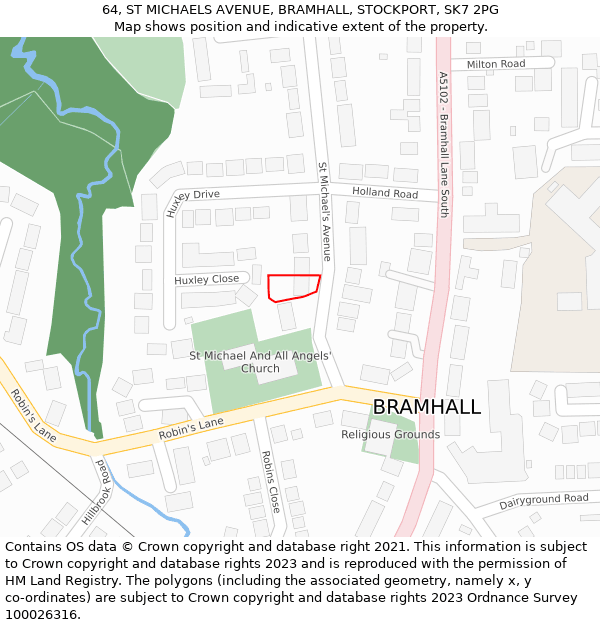 64, ST MICHAELS AVENUE, BRAMHALL, STOCKPORT, SK7 2PG: Location map and indicative extent of plot