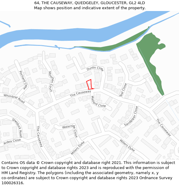 64, THE CAUSEWAY, QUEDGELEY, GLOUCESTER, GL2 4LD: Location map and indicative extent of plot