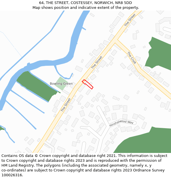 64, THE STREET, COSTESSEY, NORWICH, NR8 5DD: Location map and indicative extent of plot