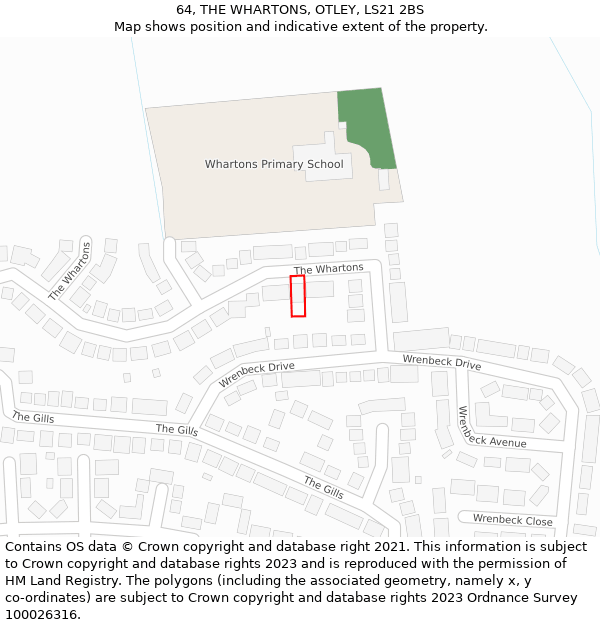 64, THE WHARTONS, OTLEY, LS21 2BS: Location map and indicative extent of plot