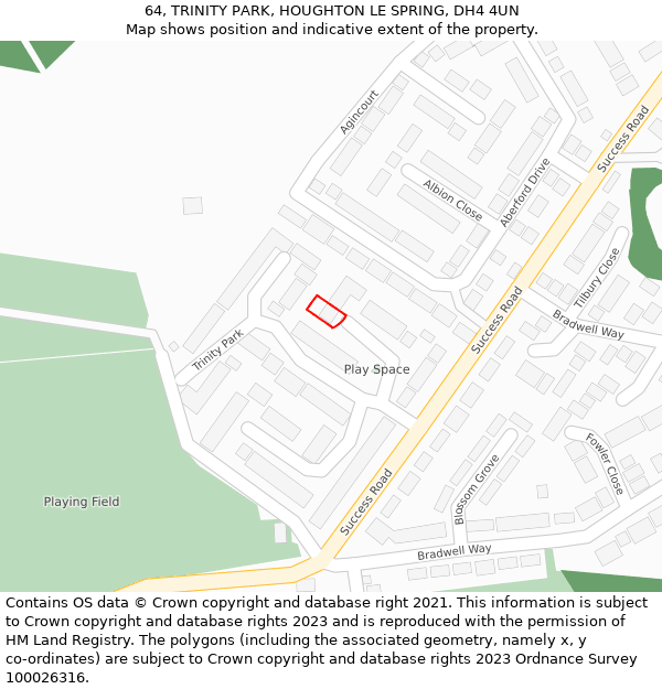 64, TRINITY PARK, HOUGHTON LE SPRING, DH4 4UN: Location map and indicative extent of plot