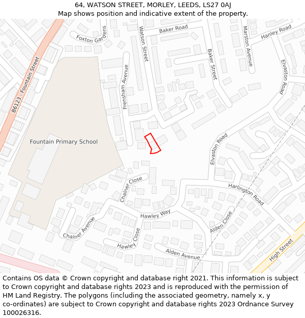 64, WATSON STREET, MORLEY, LEEDS, LS27 0AJ: Location map and indicative extent of plot
