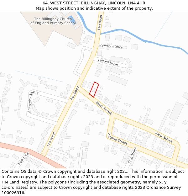 64, WEST STREET, BILLINGHAY, LINCOLN, LN4 4HR: Location map and indicative extent of plot