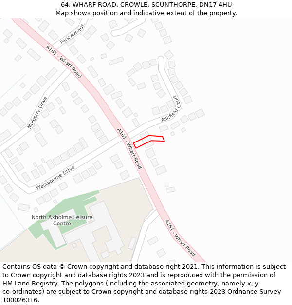 64, WHARF ROAD, CROWLE, SCUNTHORPE, DN17 4HU: Location map and indicative extent of plot