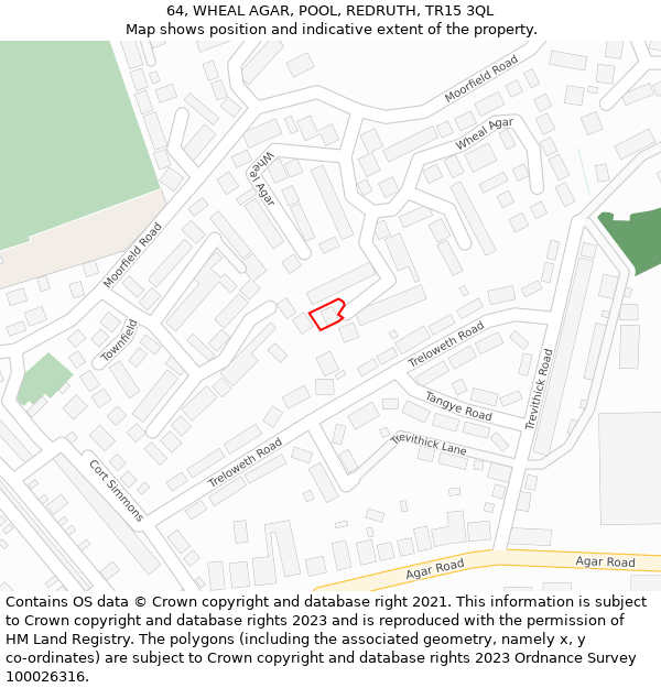 64, WHEAL AGAR, POOL, REDRUTH, TR15 3QL: Location map and indicative extent of plot