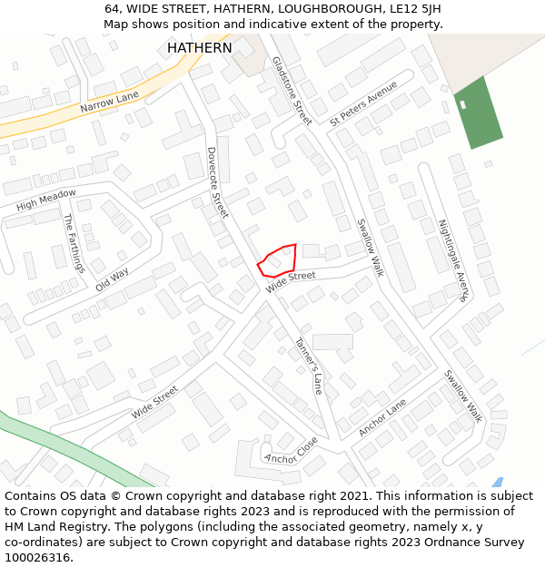 64, WIDE STREET, HATHERN, LOUGHBOROUGH, LE12 5JH: Location map and indicative extent of plot