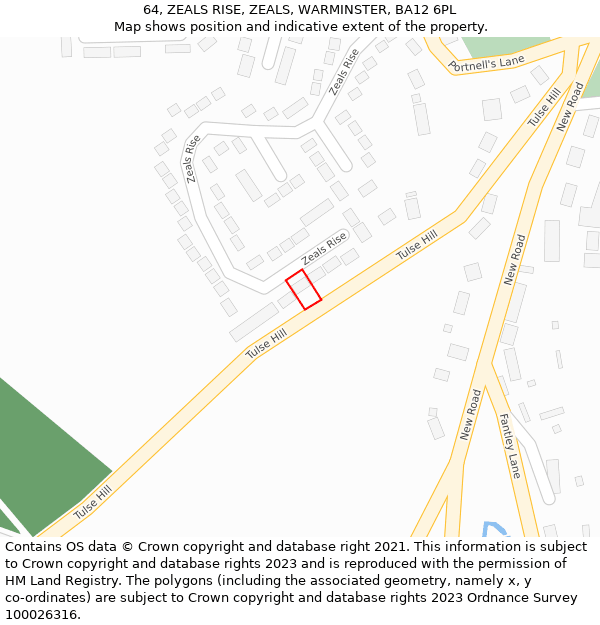 64, ZEALS RISE, ZEALS, WARMINSTER, BA12 6PL: Location map and indicative extent of plot