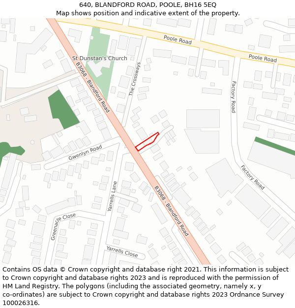 640, BLANDFORD ROAD, POOLE, BH16 5EQ: Location map and indicative extent of plot