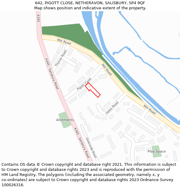 642, PIGOTT CLOSE, NETHERAVON, SALISBURY, SP4 9QF: Location map and indicative extent of plot