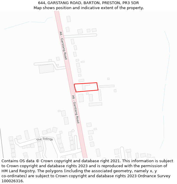 644, GARSTANG ROAD, BARTON, PRESTON, PR3 5DR: Location map and indicative extent of plot