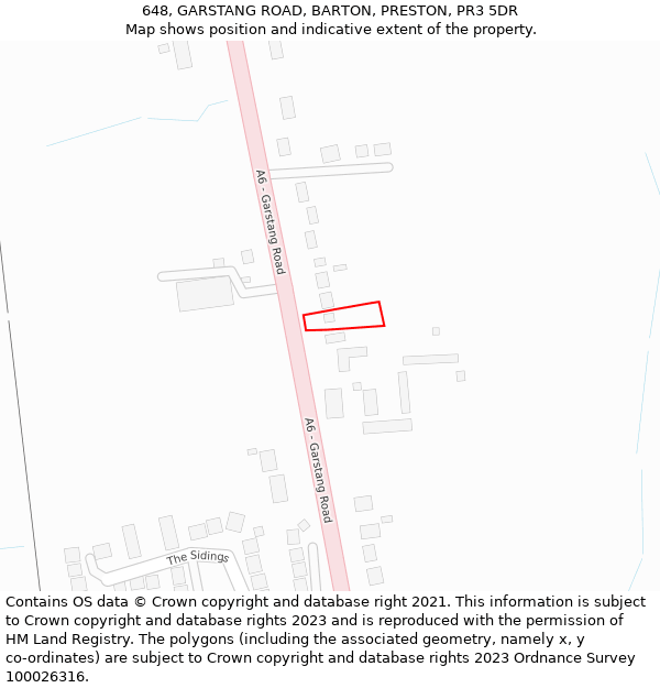 648, GARSTANG ROAD, BARTON, PRESTON, PR3 5DR: Location map and indicative extent of plot