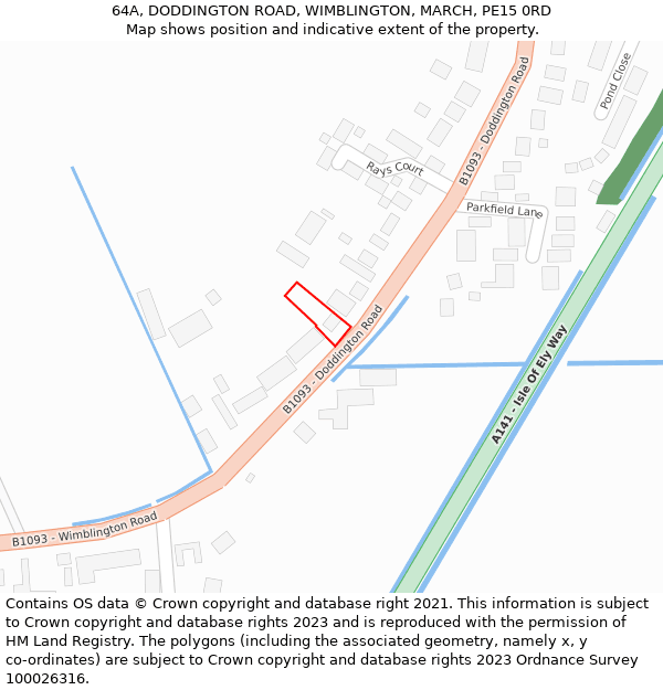 64A, DODDINGTON ROAD, WIMBLINGTON, MARCH, PE15 0RD: Location map and indicative extent of plot