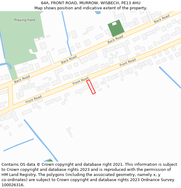 64A, FRONT ROAD, MURROW, WISBECH, PE13 4HU: Location map and indicative extent of plot