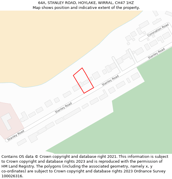 64A, STANLEY ROAD, HOYLAKE, WIRRAL, CH47 1HZ: Location map and indicative extent of plot