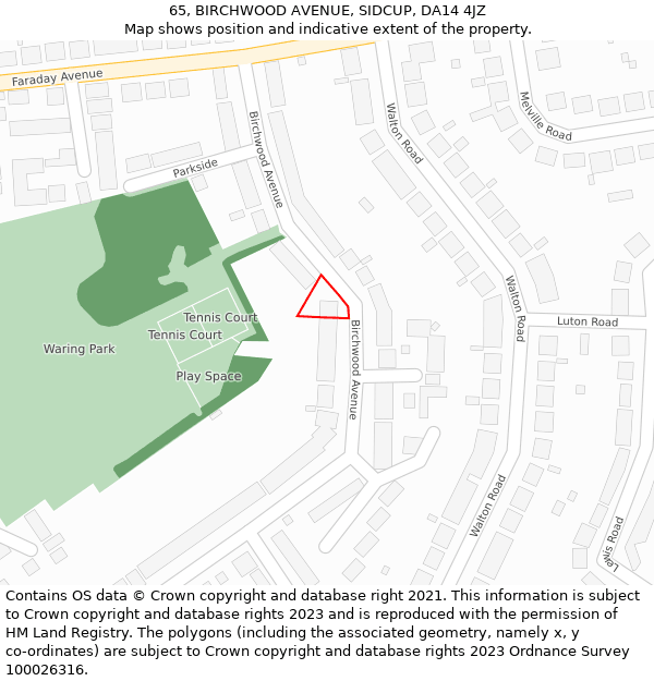 65, BIRCHWOOD AVENUE, SIDCUP, DA14 4JZ: Location map and indicative extent of plot