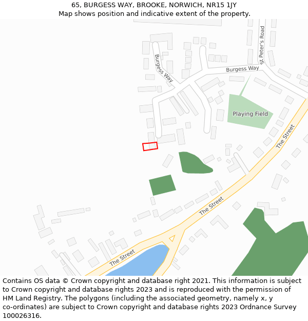 65, BURGESS WAY, BROOKE, NORWICH, NR15 1JY: Location map and indicative extent of plot