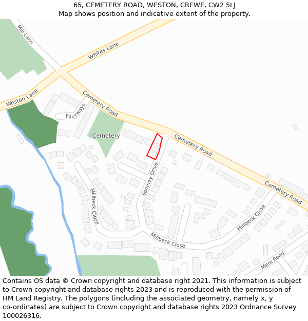 65, CEMETERY ROAD, WESTON, CREWE, CW2 5LJ: Location map and indicative extent of plot