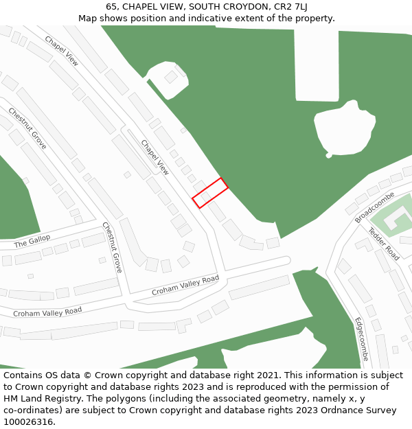 65, CHAPEL VIEW, SOUTH CROYDON, CR2 7LJ: Location map and indicative extent of plot