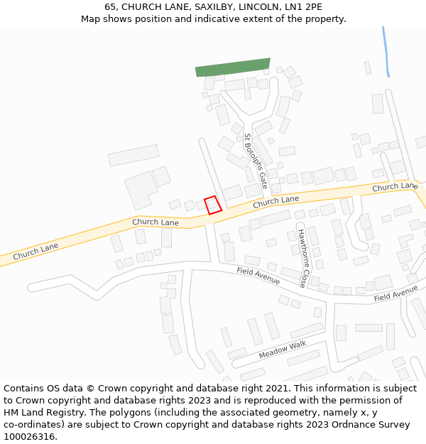 65, CHURCH LANE, SAXILBY, LINCOLN, LN1 2PE: Location map and indicative extent of plot