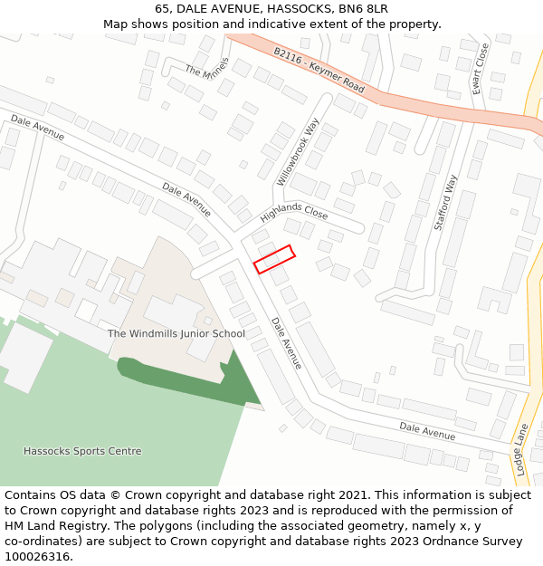 65, DALE AVENUE, HASSOCKS, BN6 8LR: Location map and indicative extent of plot